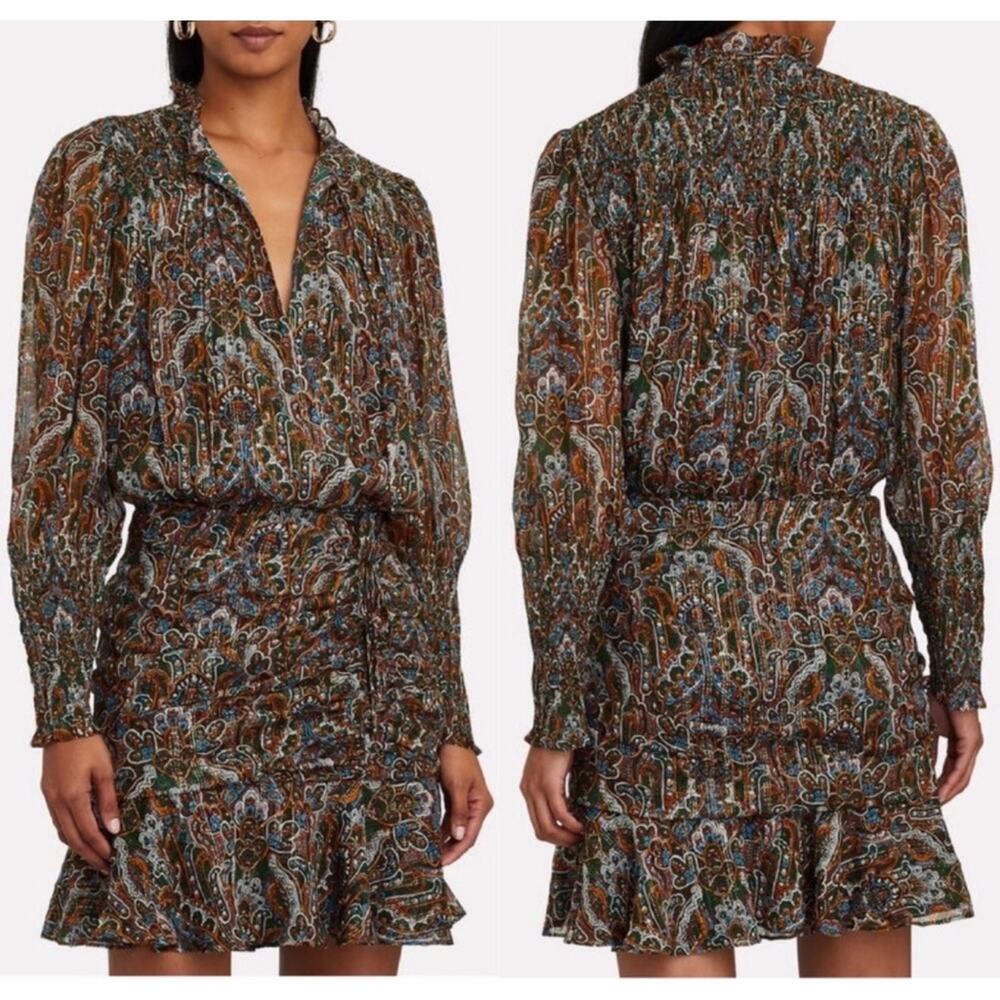 Veronica Beard Women’s Armeria Lurex Paisley Mini Dress Size 6